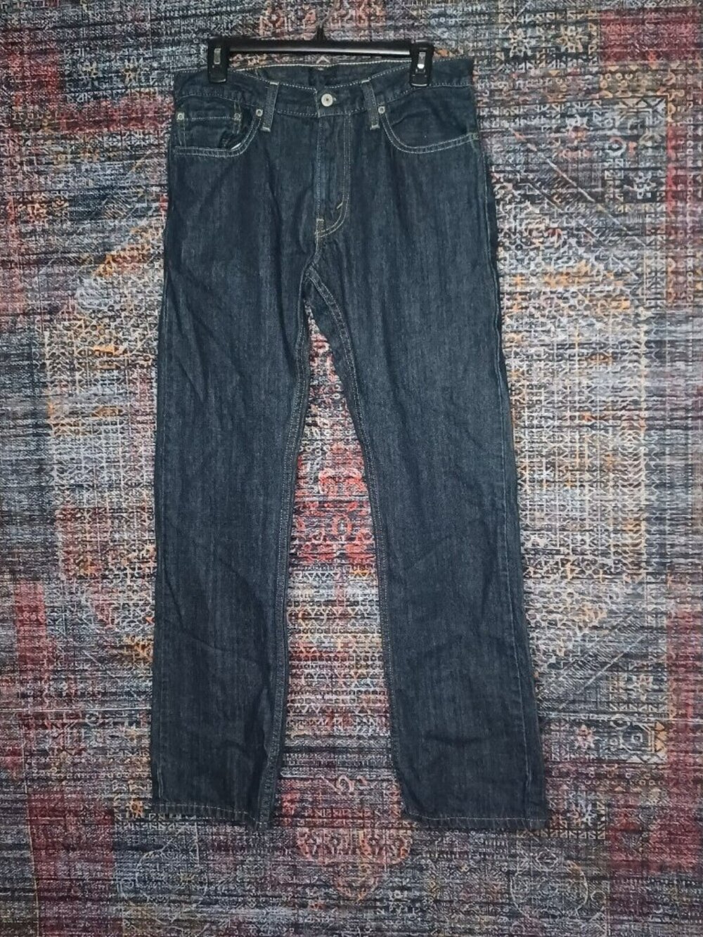 Levis mens dark distressed 514 straight leg jeans 32x32 EUC